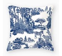 Fundas Cojines 50x50 Cebra Azul Y Blanca Cojines Sofa Decoración Cojines Cama Lino Cojines para Sofa Hogar Dormitorio Jardín Oficina Coche Funda Cojin