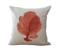 Fundas Cojines 50x50 Coral Rojo Fundas Cojines Algodón y Lino Cojines Sofa Transpirabilidad Fuerte Funda Cojin con Cremallera Oculta para Sofá Dormitorio Sala de Estar 1 Pieces