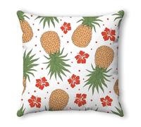 Fundas Cojines 50x50 Piña Rojo Verde Cojines Cama Sofa Lino Lavable Cuadrado con Cremallera Invisible Funda Cojin para Sofa Hogar Decoración Jardín Oficina Coche