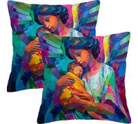 Fundas Cojines 50x50cm Juego de 2 Mujeres E Hijos Funda de Cojín Impermeable Para Exteriores Funda Sofá Cojín Decorativo Cuadrado Cojines, Para Sala Estar Cama Hogar Decoracion Cushion Covers L7JT-657
