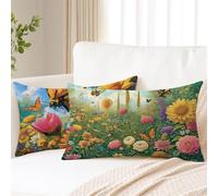 Fundas Cojines 50x70 cm Juego De 2 Cojines Exterior Floral Funda Cojin Animal Impermeable Lino Funda Almohada Doble Cara Impresión Cushion Covers para Jardín Camping Patio Terraza Coche 2s-412