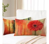 Fundas Cojines 50x70 cm Juego De 2 Cojines Exterior Rojo Funda Cojin Margarita Impermeable Lino Funda Almohada Doble Cara Impresión Cushion Covers para Jardín Camping Patio Terraza Coche 2s-314