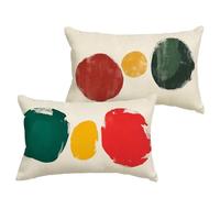 Fundas Cojines 50x70 cm Rojo Cojin Rectangular Impermeable Lino Verde Fundas para Almohadas con Cremallera Oculta, Sofá Patio Jardín Terraza Dormitorio Primavera Verano de Regalo, Juego de 2 1B-660