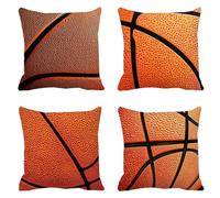 Fundas Cojines 55x55 Naranja Juego de 4 Cojines Exterior, Terciopelo Funda Cojin Cuadradas Cojín Exterior Impermeable con Cremallera Funda de Almohada Decor Coche, Silla, Jardin Baloncesto T-385