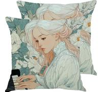 Fundas Cojines 55x55cm Belleza Floral Juego de 2 Piezas Funda Cojin Exterior Impermeable Cojines Sofa Fundas, Almohadas Jardin Cama Cremallera Oculta de Decorativos Almohada Pillow Case X7JJ-348