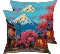 Fundas Cojines 55x55cm Cerezos del Monte Fuji Juego de 2 Piezas Funda Cojin Exterior Impermeable Cojines Sofa Fundas, Almohadas Jardin Cama Cremallera Oculta de Decorativos Pillow Case X7JJ-189