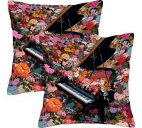 Fundas Cojines 55x55cm Juego de 2 Flores De Piano Funda de Cojín Impermeable Para Exteriores Funda Sofá Cojín Decorativo Cuadrado Cojines, Para Sala Estar Cama Hogar Decoracion Cushion Covers L7JT-208
