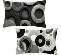 Fundas Cojines 60 x 30 CM,Funda Cojin En blanco y negro Juego de 2,Otoño Fundas de Cojines geometría,Suave Cojines Cama Decorativos,Cushion Covers con Cremallera Oculta para Oficina Sofá Cama D6-447