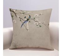 Fundas Cojines 60x60 Árboles Verdes Retro Fundas Cojines Sofa Cuadradas Lino Cojines para Dormitorio Coche Camping Cojines para Sofa Hogar Decoración Funda Cojines