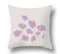 Fundas Cojines 60x60 Flores Lilas para Sofá - Cuadradas de Lino para Dormitorio, Coche, Camping - Decoración Hogar