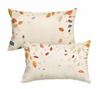 Fundas Cojines 60x80 cm Cojines Exterior Juego De 2 Funda Cojin Beige Funda Almohada Lino Doble Cara Patrón Cushion Covers para Sofá Dormitorio Cama Oficina Balcones Otoño Decorativos, Hoja 2m-28