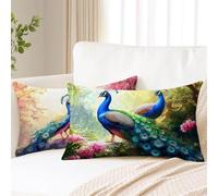 Fundas Cojines 60x80 cm Juego De 2 Cojines Exterior Japón Funda Cojin Pavo real Impermeable Lino Funda Almohada Doble Cara Impresión Cushion Covers para Jardín Camping Patio Terraza Coche 2s-770