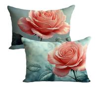 Fundas Cojines 60x80cm Turquesa Funda Cojin Rosa Cojines Sofa Terciopelo 2 Piezas Impresión de Doble cara，Cremallera Oculta，Decoración de Otoño Sofá al Aire Libre，Banco，Silla，Dormitorio，Coche LK-1730