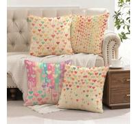 Fundas Cojines 65x65 cm 4 Piezas, Colorido Fundas de Cojines Exterior Impermeable de Lino, Cuadradas Cojin Sofa con Cremallera Oculta para Silla Cama Sala de Estar Dormitorio Amar L-G82