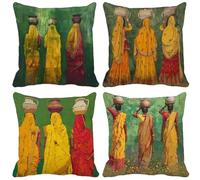 Fundas Cojines 75x75 Bohemia Juego de 4 Funda Cojin Estilo étnico Cojines Exterior Suave Cushion Covers para Sala de Estar Dormitorio Sofá Primavera Verano Exterior Patio Jardín Banco Decoración m2-8