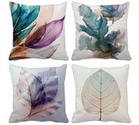 Fundas Cojines 75x75 Europa del Norte Juego de 4 Funda Cojin Hoja Cojines Exterior Suave Cushion Covers para Sala de Estar Dormitorio Sofá Primavera Verano Exterior Patio Jardín Decoración h20-Q
