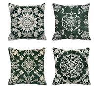 Fundas Cojines 80x80 Verde Juego de 4 Cojines Exterior, Terciopelo Funda Cojin Cuadradas Cojín Exterior Impermeable con Cremallera Funda de Almohada Elegantes Decor Coche, Silla, Jardin Retro T-412