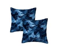 Fundas Cojines Azul Marino Funda Cojin 70x70 cm Cuadrado Funda de Almohada Mármol Impresión de Doble Cara, Impermeable Lino Almofadas 2 Piezas, Sofa Jardín Balcón Patio Decoración Hogar, Regalos Z-421
