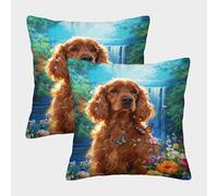 Fundas Cojines con English Cocker Spaniel Juego De 2, Microfibra Suave Funda De Almohada con Cremallera Invisible, Funda Cojín Decorativo para Sofá, Cama, Sillas, 45x45cm