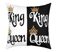 Fundas Cojines Corona Reina Y Reyes Él Y Ella Pareja A Juego Juego De 2 Transpirables Fundas para Cojines para Hogar Oficina Porche