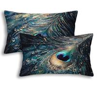 Fundas Cojines Exterior Impermeable 30x50 Pavo Real Juego de 2 Fundas Cojines Azul Decorativos de Lino Impermeable Funda de Almohada Rectangular Decorativos Funda Cojín para Patio Balcón Jardín -7188