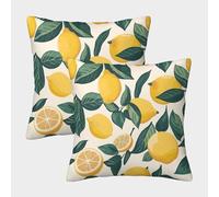 Fundas Cojines Hojas de Fruta de Limón Juego De 2, Decorativa Poliéster, para Sofá, Coche, Cama, Sillas 45x45cm