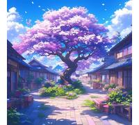 Fundas Cojines Juego de 2 Piezas, 35x35cm, Fundas de Cojines Jardín al Aire Iibre Decorativo, Dormitorio Sofa Funda de Cojín, Protector Cojín Asientos para, El Gran áRbol del Pueblo, CZ7J-114