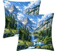 Fundas Cojines Juego de 2 Piezas, 35x35cm, Fundas de Cojines Jardín al Aire Iibre Decorativo, Sofa Funda de Cojín, Dormitorio de Pillow, Protector Cojín Asientos para, Bosques Naturales, CZ7J-960
