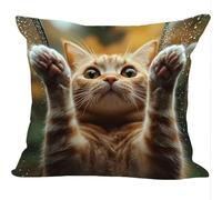 Fundas Cojines Juego de 2 Piezas, 35x35cm, Gatitos En DíAs Lluviosos, Cojines Decorativas de Terciopelo, Fundas de Cojines Cuadradas de Lino, para Cuatro Estaciones Decoración Hogar Sofá ZY7X-797