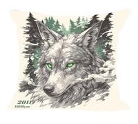 Fundas Cojines Juego de 2 Piezas, 35x35cm, Lobo Feroz, Cojines Decorativas de Terciopelo, Fundas de Cojines Cuadradas de Lino, para Cuatro Estaciones Decoración Hogar Sofá Dormitorio ZY7X-843