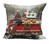 Fundas Cojines Juego de 2 Piezas, 35x35cm, Navidad De Cachorros, Cojines Decorativas de Terciopelo, Fundas de Cojines Cuadradas de Lino, para Cuatro Estaciones Decoración Hogar Sofá Dormitorio ZY7X778