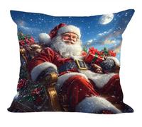Fundas Cojines Juego de 2 Piezas, 35x35cm, Papá Noel, Cojines Decorativas de Terciopelo, Fundas de Cojines Cuadradas de Lino, para Cuatro Estaciones Decoración Hogar Sofá Dormitorio ZY7X-664