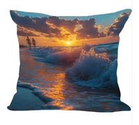 Fundas Cojines Juego de 2 Piezas, 35x35cm, Sunrise Beach, Cojines Decorativas de Terciopelo, Fundas de Cojines Cuadradas de Lino, para Cuatro Estaciones Decoración Hogar Sofá Dormitorio ZY7X-622