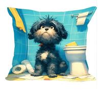 Fundas Cojines Juego de 2 Piezas, 45x45cm, Inodoro De Cachorro, Cojines Decorativas de Terciopelo, Fundas de Cojines Cuadradas de Lino, para Cuatro Estaciones Decoración Hogar Sofá Dormitorio ZY7X-777