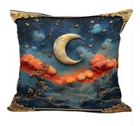 Fundas Cojines Juego de 2 Piezas, 45x45cm, Paisaje Lunar, Cojines Decorativas de Terciopelo, Fundas de Cojines Cuadradas de Lino, para Cuatro Estaciones Decoración Hogar Sofá Dormitorio ZY7X-903