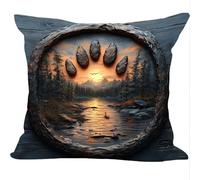 Fundas Cojines Juego de 2 Piezas, 50x50cm, Bosque De Patas De Oso, Cojines Decorativas de Terciopelo, Fundas de Cojines Cuadradas de Lino, para Cuatro Estaciones Decoración Hogar Sofá ZY7X-851