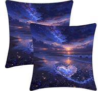 Fundas Cojines Juego de 2 Piezas, 55x55cm, Fundas de Cojines Jardín al Aire Iibre Decorativo, Dormitorio Sofa Funda de Cojín, Protector Cojín Asientos para, Cielo Nocturno Estrellado, CZ7J-822