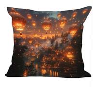 Fundas Cojines Juego de 2 Piezas, 55x55cm, Globo AerostáTico Starlight, Cojines Decorativas de Terciopelo, Fundas de Cojines Cuadradas de Lino, para Cuatro Estaciones Decoración Hogar Sofá ZY7X-618