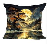 Fundas Cojines Juego de 2 Piezas, 55x55cm, Noche Forestal, Cojines Decorativas de Terciopelo, Fundas de Cojines Cuadradas de Lino, para Cuatro Estaciones Decoración Hogar Sofá Dormitorio ZY7X-640