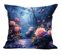 Fundas Cojines Juego de 2 Piezas, 55x55cm, Rosas De Estrellas, Cojines Decorativas de Terciopelo, Fundas de Cojines Cuadradas de Lino, para Cuatro Estaciones Decoración Hogar Sofá Dormitorio ZY7X-834