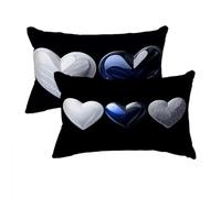 Fundas Cojines Negro, Fundas de Almohada 70x90 cm Juego de 2, Rectangular Decorativos Cojines Sofa in Lino, Amar Cojin Exterior Impermeable para Exterior Balcón Terraza Patio Jardín, Regalo -4252