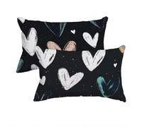 Fundas Cojines Negro, Fundas de Almohada 90x40 cm Juego de 2, Rectangular Decorativos Cojines Sofa in Lino, Amar Cojin Exterior Impermeable para Exterior Balcón Terraza Patio Jardín, Regalo -2904