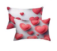 Fundas Cojines Rojo, Fundas de Almohada 90x40 cm Juego de 2, Rectangular Decorativos Cojines Sofa in Lino, Amar Cojin Exterior Impermeable para Exterior Balcón Terraza Patio Jardín, Regalo -4104