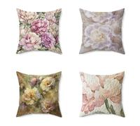 Fundas Cojíns 40X40CM Juego de 4, Funda Cojín Color, Cushion Covers Flor Super Suave Piazza Cojines Exterior Impermeable con Cremallera Invisible para Dormitorio Estar Jardin Decorativos Regalo F-4EY