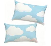 Fundas Cojíns 40x70 cm Juego de 2 Azul, Cojines Cama Decorativos 40 x 70 cm Rectángulo Lino Cojines Exterior Nube con Cremallera Invisible Cushion Covers para Primavera Verano Home Decor D-7201YK