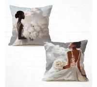 Fundas Cojíns 45x45 cm Juego de 2 En White Y Negro Cojines Exterior 45 x 45 Cuadrado Lino Funda De Almohada Mujer con Cremallera Invisible Cushion Covers para Primavera Verano Home Decor, 3-366FUR
