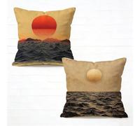 Fundas Cojíns 45x45cm Juego de 2 Sunset Cojines para Sofa Sea Funda de Almohada Suave Velours Cojines Exterior Impermeable con Cremallera Invisible para Estar Jardin Retro Decorativos Regalo E-196M3G