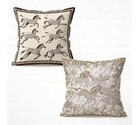 Fundas Cojíns 50x50cm Juego de 2 Color Cojines para Sofa Caballo Funda de Almohada Suave Velours Cojines Exterior Impermeable con Cremallera Invisible para Estar Jardin Decorativos Regalo N-2016YX