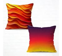 Fundas Cojíns 50x50cm Juego de 2 Rojo Anaranjado Cojines para Sofa Moderno Funda de Almohada Suave Velours Cojines Exterior Impermeable con Cremallera Invisible para Estar Jardin Decorativos K-4892OF