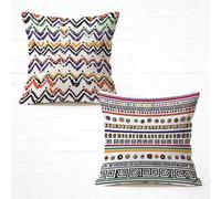 Fundas Cojíns 55x55cm Juego de 2 White Cojines para Sofa Bohemia Funda de Almohada Suave Velours Cojines Exterior Impermeable con Cremallera Invisible para Estar Jardin Decorativos Regalo W-9162XG